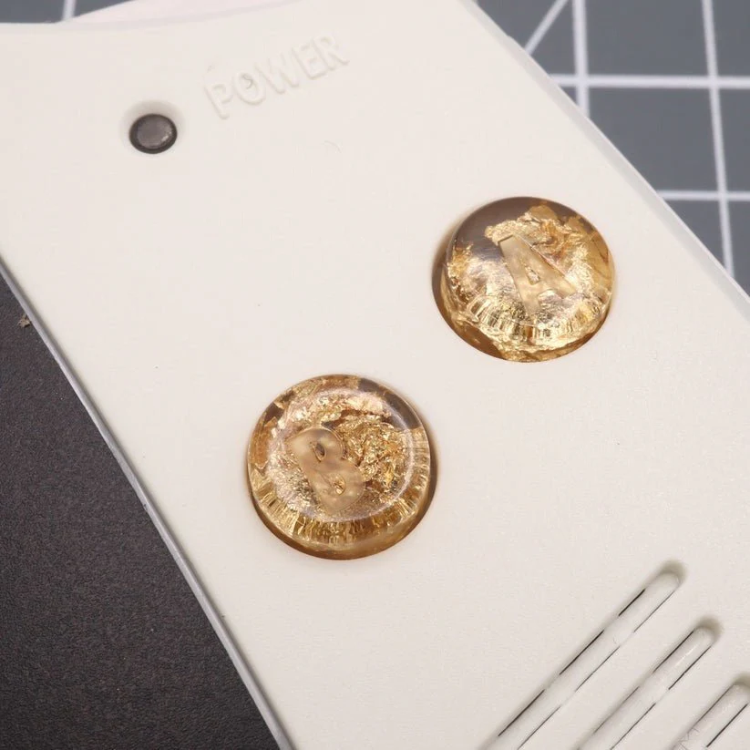 Hand cast custom resin buttons for Nintendo Game Boy Advance - Gold Flake | Lab Fifteen Co - Image 6