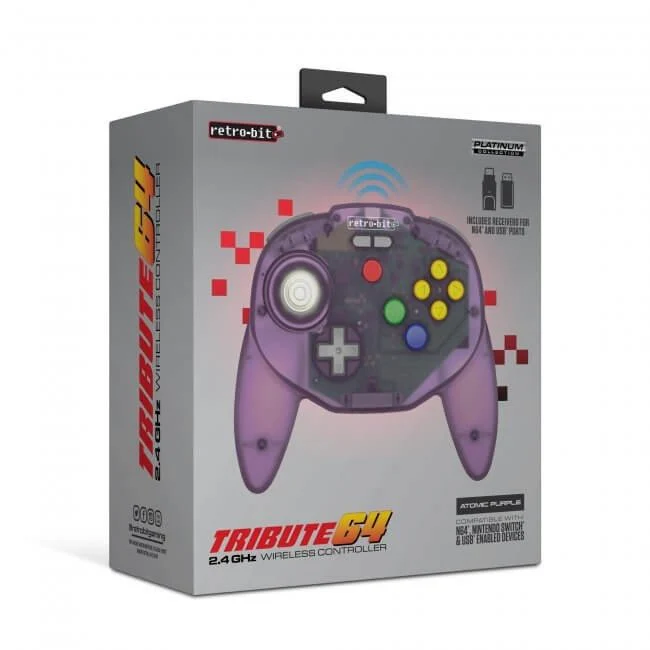 Tribute 64 2.4Ghz wireless N64 mini controller for N64, Switch, PC, Mac and Other USB Devices V2 - Atomic purple | Retro-Bit - Image 14