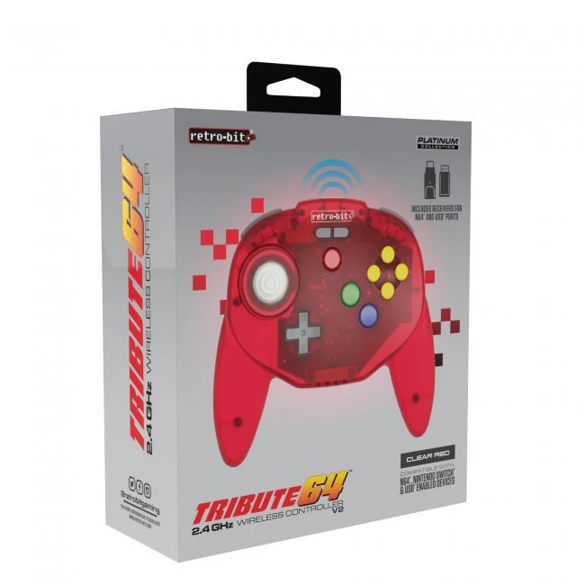 Tribute 64 2.4Ghz wireless N64 mini controller for N64, Switch, PC, Mac and Other USB Devices V2 - Clear red | Retro-Bit - Image 13