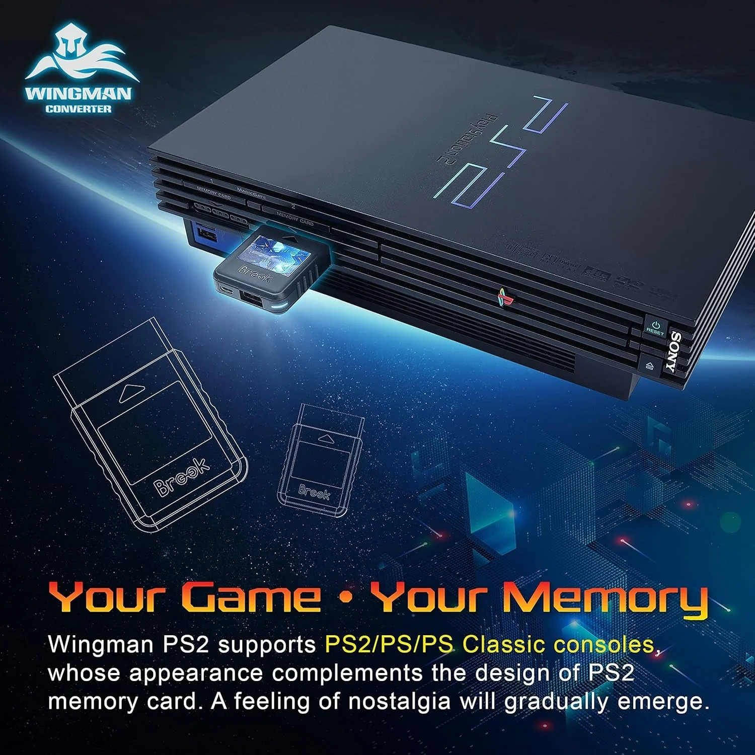 Wingman PS2 Converter for Xbox 360, Xbox One, Xbox Series X|S, PS5, PS4, PS3, Switch Pro Controller to PS2, PS1 & PS Classic - Clear Blue | Brook - Image 5