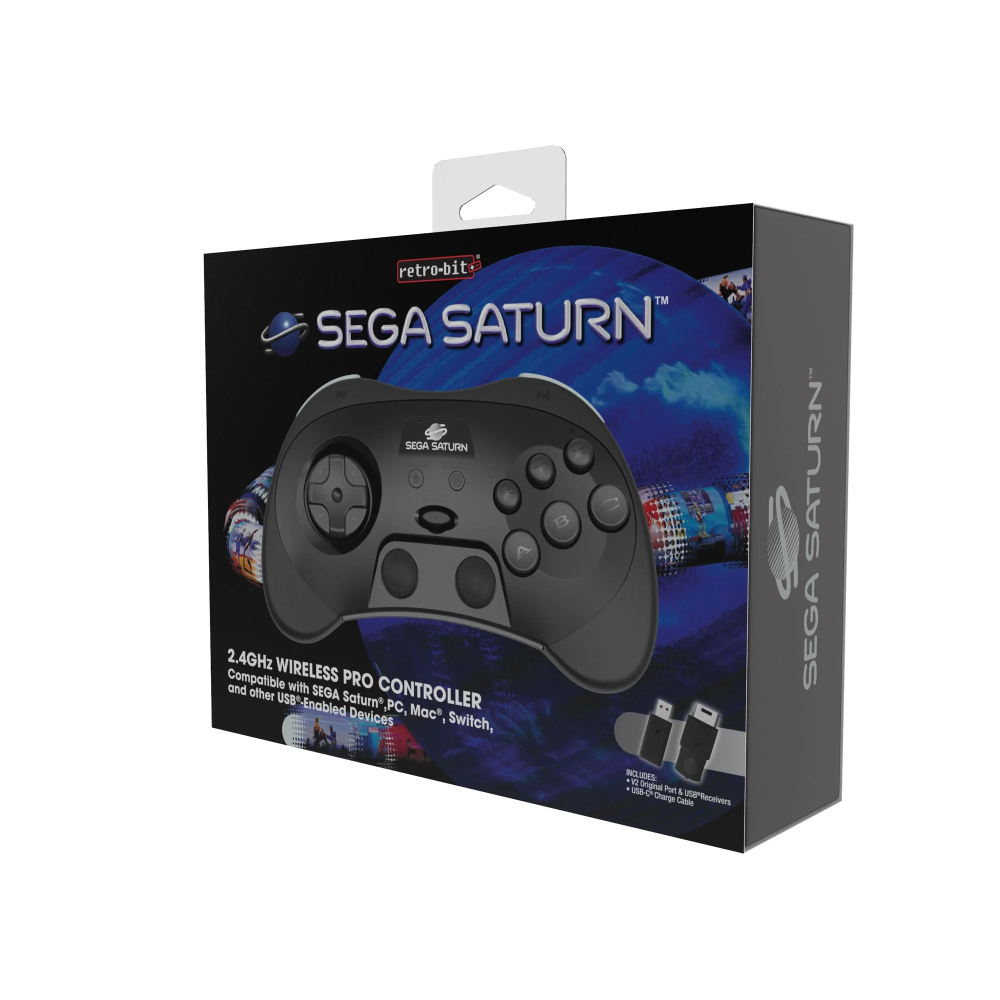 Wireless 2.4G pro controller for Sega Saturn, PC, & Mac officially licensed - Black | Retro-Bit - Image 16