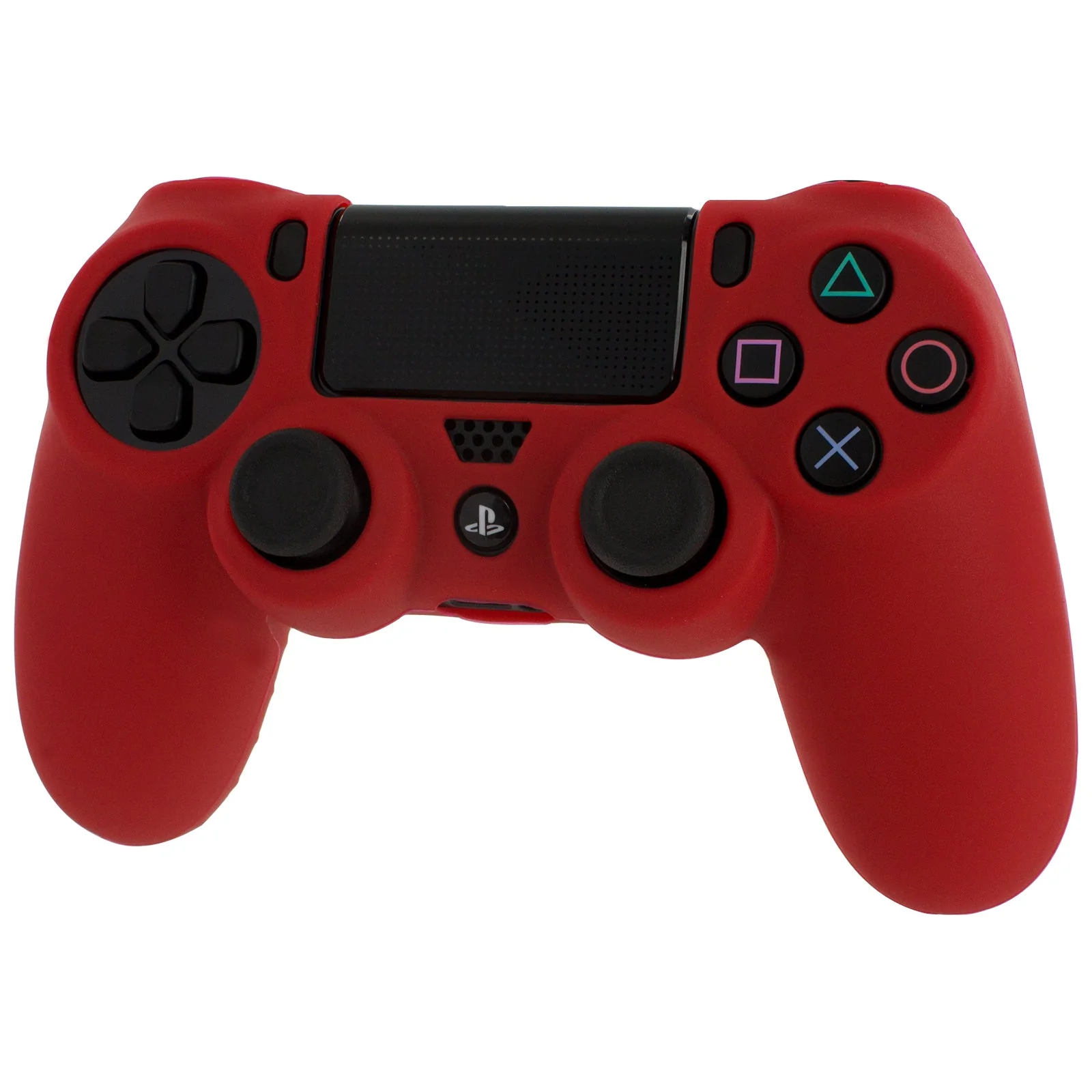 Protective cover for Sony PS4 controller silicone rubber skin grip with ribbed handle - red | ZedLabz - Image 2