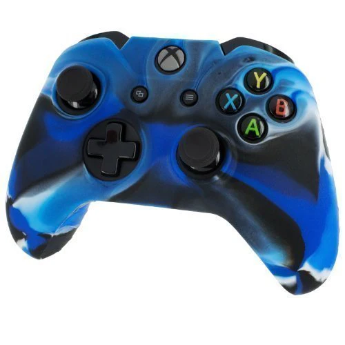 ZedLabz soft silicone rubber skin grip cover for Xbox One controller with ribbed handle - camo blue - Image 2