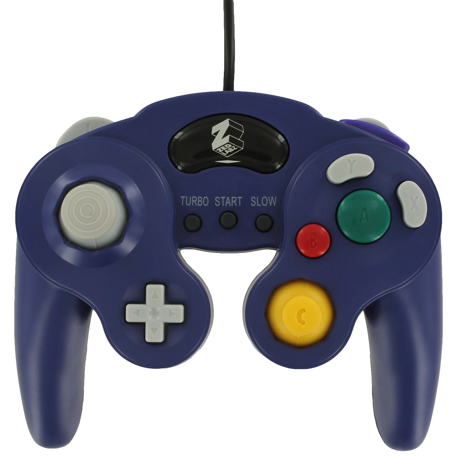 Wired controller for Nintendo GameCube GC vibration gamepad with turbo function - 2 pack purple & black | ZedLabz - Image 2